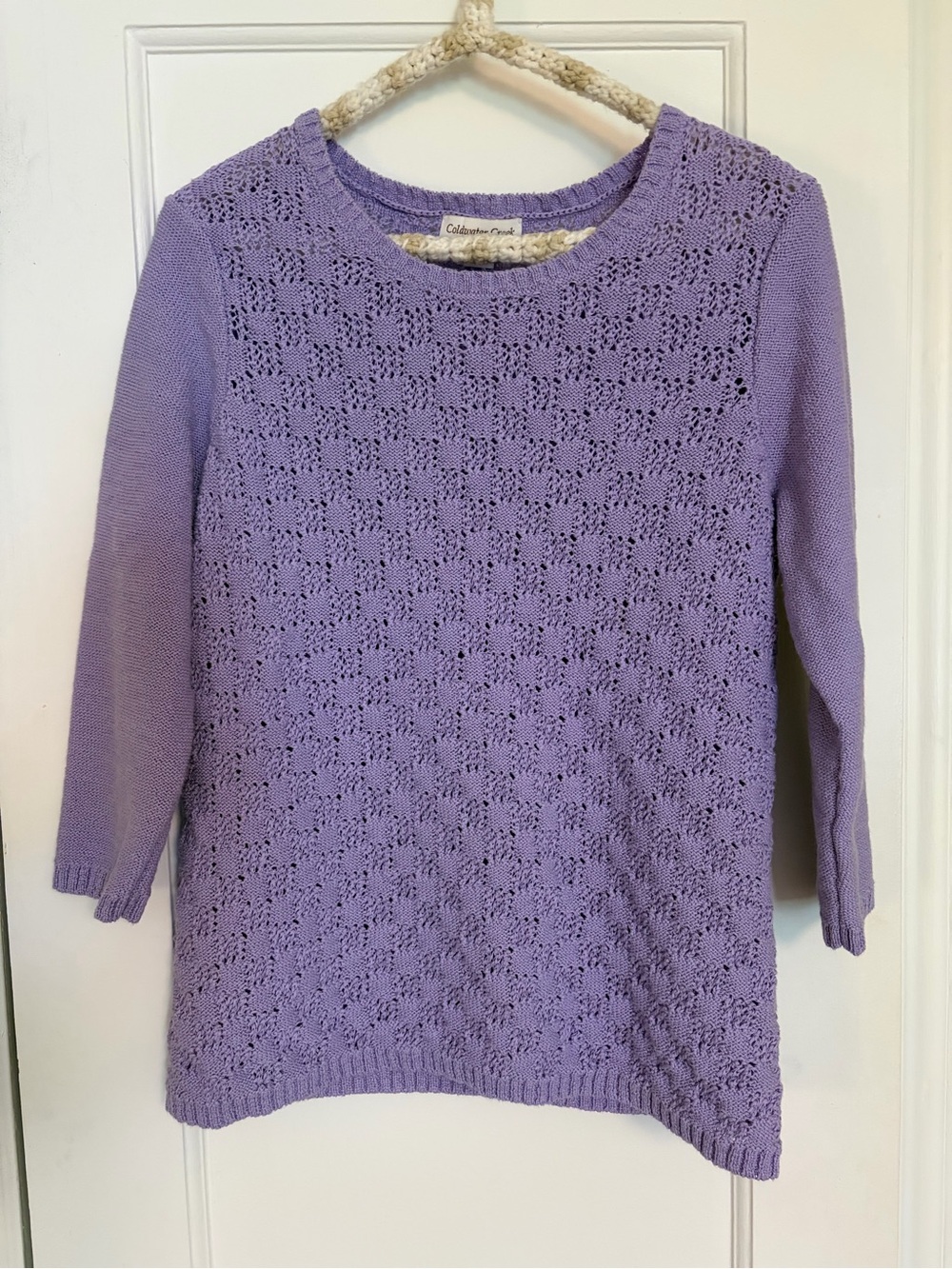 Coldwater Creek Lavender Openwork Crewneck Sweater